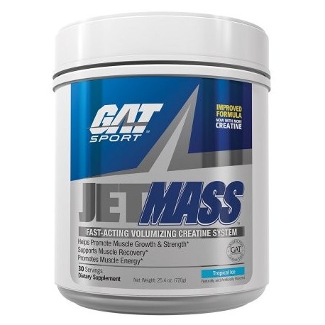GAT muscular JetMASS de acción más rápida para dar volumen Sistema de creatina misa Jet tropical hielo 30 Porciones