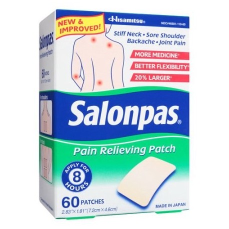 Salonpas Pain Relief Patches Para el alivio de molestias y dolores 283 X 181 In 60 ea