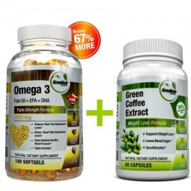 GreeNatr puro café verde extracto de frijol - Omega 3 píldoras de aceite de pescado - Paquete de Soporte colesterol