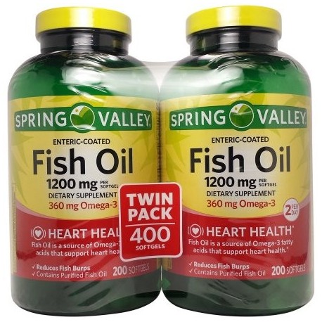 Spring Valley Cápsulas de aceite de pescado suplemento dietético 1200 mg 200 ct 2 pk