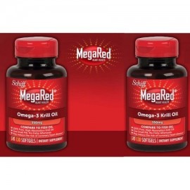 2 botellas de Schiff MegaRed. 350 mg Omega-3 Krill Oil 130 Softgels