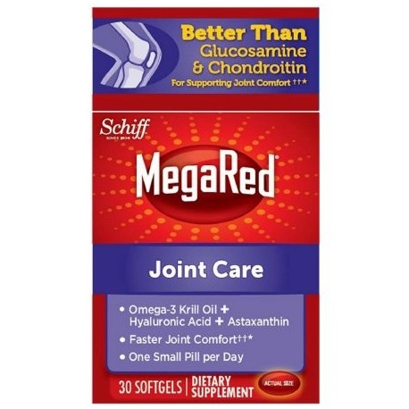 4 Pack - MegaRed Atención Conjunta Omega 3 Aceite de Krill Suplemento Ácido Hyalyronic y astaxantina conjunta 30 ct