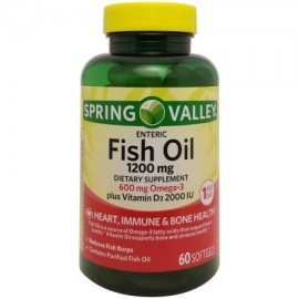 Spring Valley entéricas aceite de pescado cápsulas blandas 1200 mg 60 conteo