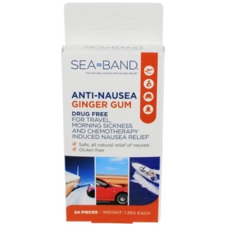 5 Pack Sea-Band Anti-Nausea Ginger Gum For TravelMorning Sickness 24 Pieces Ea