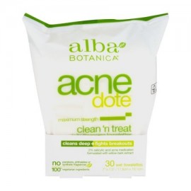 Alba Botanica acné Dote Clean 'N Treat limpieza diaria Toallitas Maximum Strength - 30 CT