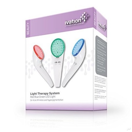 IVATION Azul Rojo Sistema de Terapia de luz LED de luz verde para el acné arrugas e hiperpigmentación (Negro)