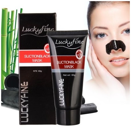 LuckyFine removedor de la espinilla de limpieza profunda adhesiva de la purificación del acné Negro Barro Mascarilla
