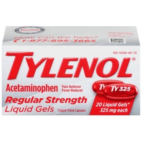 TYLENOL ® geles fuerza Regular líquidos reductor de la fiebre y Analgésico 325 mg 20 ct.