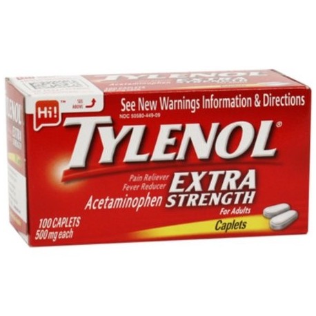 TYLENOL Extra Strength Analgésico y reductor de la fiebre 500 mg Caplets 100 ea (Pack de 4)