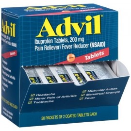 Advil analgésico - reductor de la fiebre Coated Tablet Refill 200 mg de ibuprofeno un alivio temporal del dolor (50 paquetes de