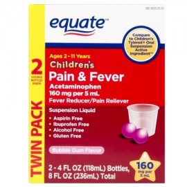 equate Bubble Gum Flavor Suspensión oral de los niños acetaminofeno reductor de la fiebre - Analgésico 4 fl oz 2 ct