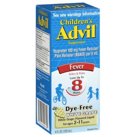 Advil infantil Analgésico - reductor de la fiebre sin colorantes 100 mg de ibuprofeno un alivio temporal del dolor (Sabor de uv