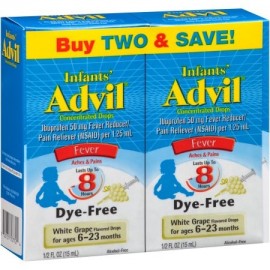 Advil Infants' reductor de la fiebre - Analgésico sin colorantes 50 mg de ibuprofeno gotas concentradas (Sabor de uva blanca 05