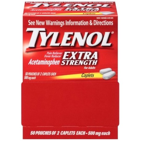TYLENOL Extra Strength Analgésico y reductor de la fiebre Caplets de dos componentes 50 ea (Pack de 3)