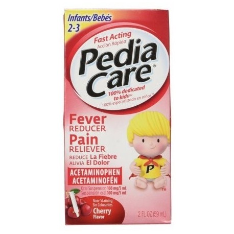 PediaCare reductor de la fiebre Analgésico acetaminofeno bebés Cherry 2.0 FL OZ