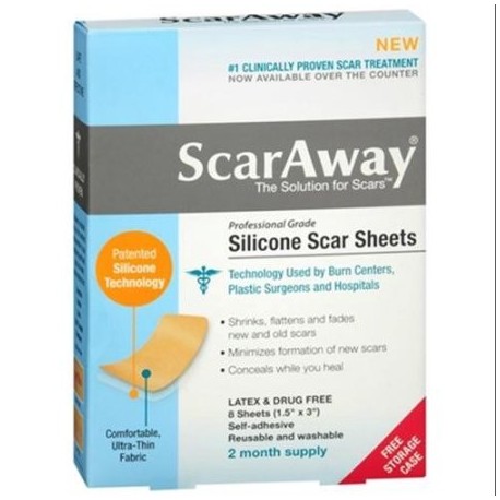 ScarAway láminas de silicona Scar 8 Count (15" x 3" ) 8 Cada (Pack de 3)