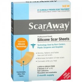 ScarAway láminas de silicona Scar 8 Count (15" x 3" ) 8 Cada (Pack de 4)