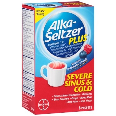 Alka-Seltzer Plus Berry Fusión sinusal severa y fría Multi-Symptom Relief paquetes 6 ct