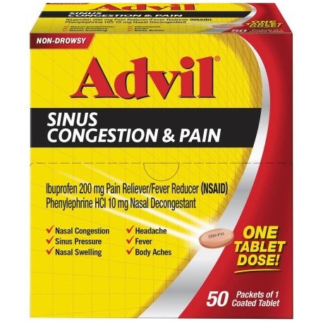 Advil Sinus Congestion -amp- Pain reductor de la fiebre - analgésico y descongestivo 50 conteo