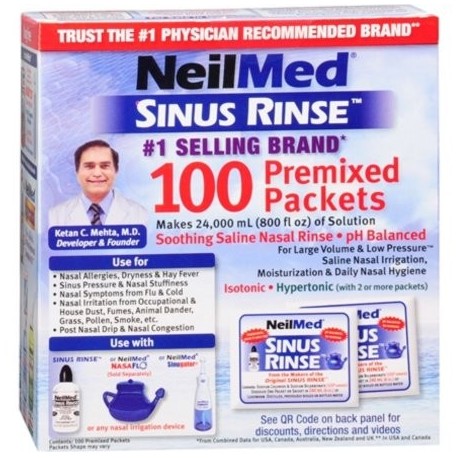Neilmed Sinus Rinse premezcladas de recarga paquetes 100 cada uno (paquete de 4)