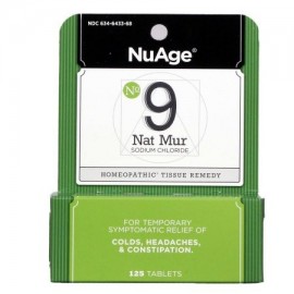 NuAge homeopáticos 9 Natrum Muriaticum tabletas alivio natural de los resfriados dolores de cabeza y estreñimiento 125 Count