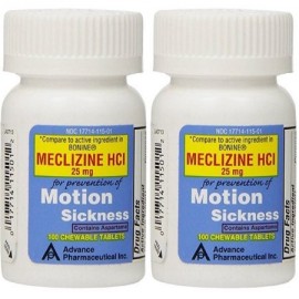 Meclizina 25 mg genérico para Bonine Tabletas Masticables para la enfermedad de movimiento y Anti-Náusea 200 comprimidos