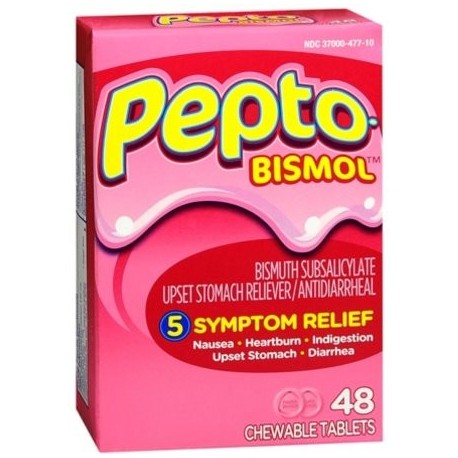 Pepto-Bismol tabletas masticables 48 comprimidos originales (Pack de 2)