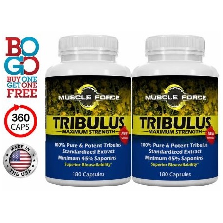 BOGO Tribulus terrestris - Dos botellas de 180 Count- 1500mg Maximum Strength Tribulus búlgaro
