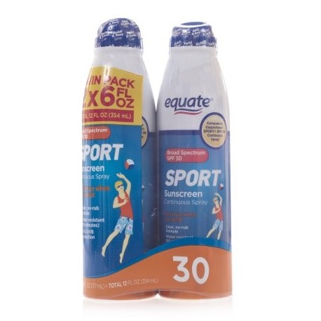 equate Deporte protector solar en spray continuo SPF 30 6 onzas fluidas 2 pk