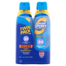 Coppertone Deporte de Alto Rendimiento Ultra Clear Protector solar Sweatproof continuo spray SPF 30 6 oz 2 ct