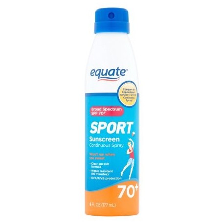 equate Deporte protector solar en spray continuo SPF 70 6 fl oz