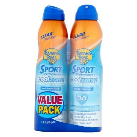 Banana Boat Rendimiento Deportivo Coolzone protector solar de amplio espectro SPF 30 Valor 6 oz 2 recuento