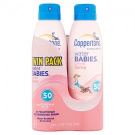 Coppertone Protector solar de agua bebés Loción spray de amplio espectro SPF 50 Twin Pack 6 oz 2 recuento