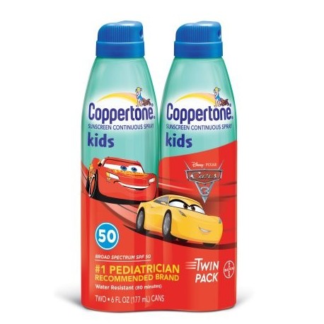 Coppertone ® Kids Pack doble de amplio espectro SPF 50 de protección solar en spray continuo 2-6 fl. onz. Latas de aerosol