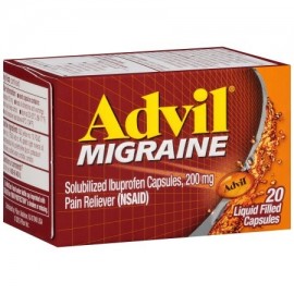 Advil solubilizada Ibuprofen cápsulas 200 mg Analgésico (AINE) Advil Migraña 20 ct