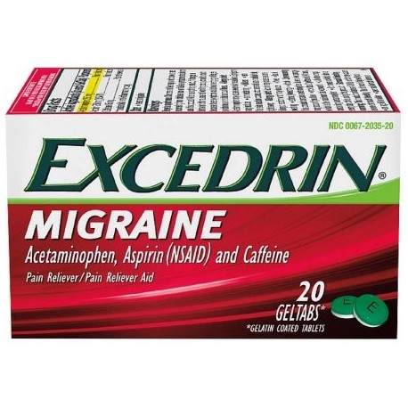 Excedrin migraña para aliviar el dolor tabletas de gel 20 EA (paquete de 4)