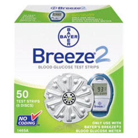 WP000-1836283 1836283 1836283 tiras de prueba Breeze II Bayers Ascencia Glucosa 50 - Pk Bayer Diabetes Division