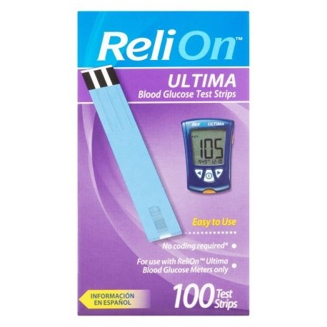 ReliOn Strips Ultima prueba de glucosa 100 Ct