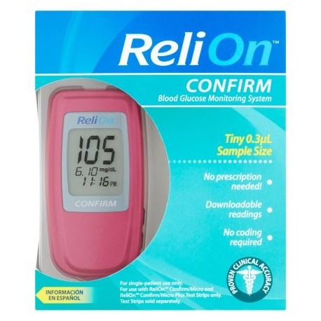 ReliOn Confirmar medidor de glucosa sanguínea Rosa
