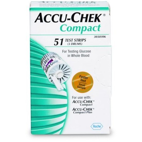 Accu-Chek compacto de glucosa en sangre tiras de prueba 51 Ct