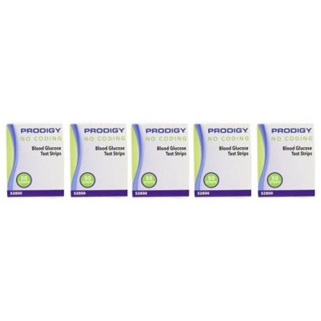 Prodigy tiras reactivas Caja de 50 - Paquete de 5