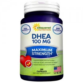 Asquared Nutrition DHEA 100mg Cápsulas de fuerza máxima 200 Ct