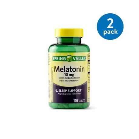 (2 Pack) Spring Valley melatonina Tablets 10 mg 120 Caps