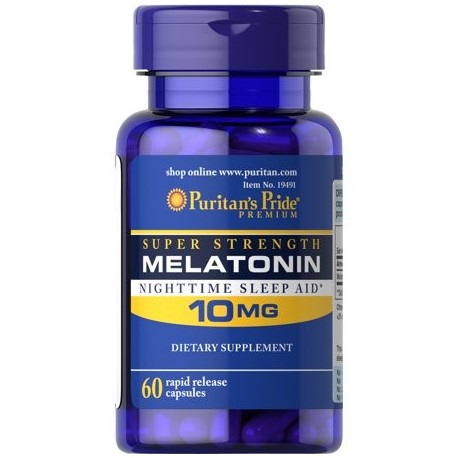 Puritans Pride Súper Fuerza Melatonina 10 mg cápsulas de liberación rápida 60Count
