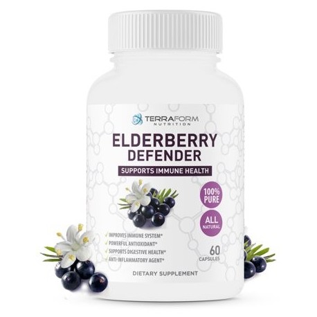 Natural Black Elderberry Supplement – Immunity Defender – Daily Immune Support Supplement – Max Strength 1200mg