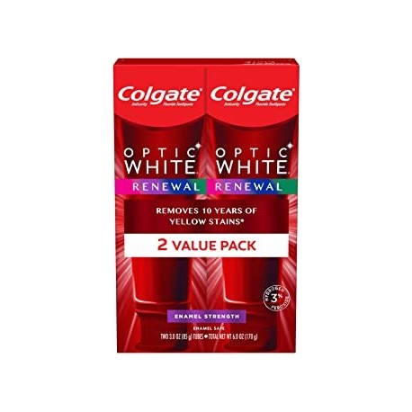 Pasta de dientes blanqueadora Colgate Optic White Renewal con esmalte de fluoruro 3 onzas 2 pack
