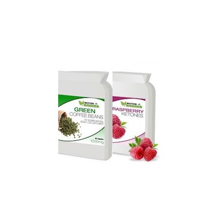 RASPBERRY KETONE Y GREEN COFFEE BEAN EXTRACT 2 FRASCOS DE 60 CAPS