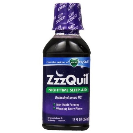 ZzzQuil Nighttime Sleep-Aid Liquid, Calentamiento Berry Flavor 12 oz (Pack de 4)