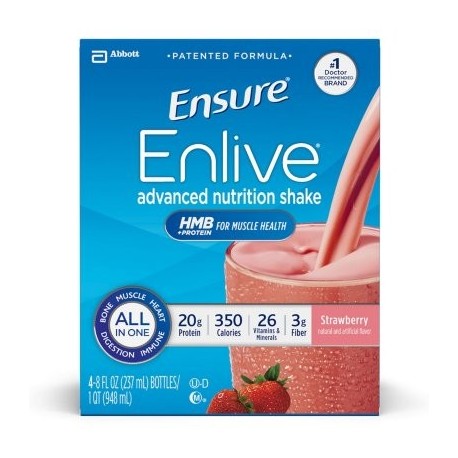 Ensure Enlive Nutrición avanzada Shake fresa 8 fl oz (4-4 paquetes)