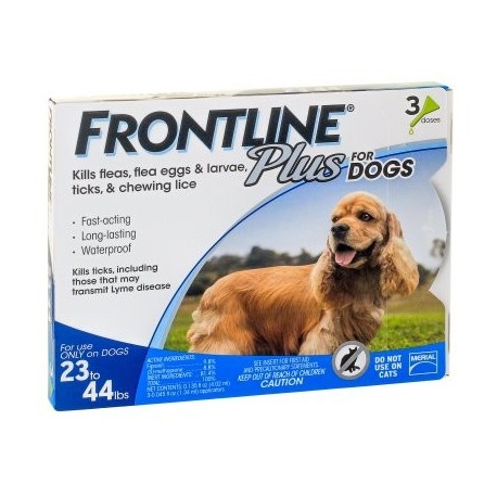 Frontline Plus control de pulgas y garrapatas de 23 a 44 libra de perro 3 dosis